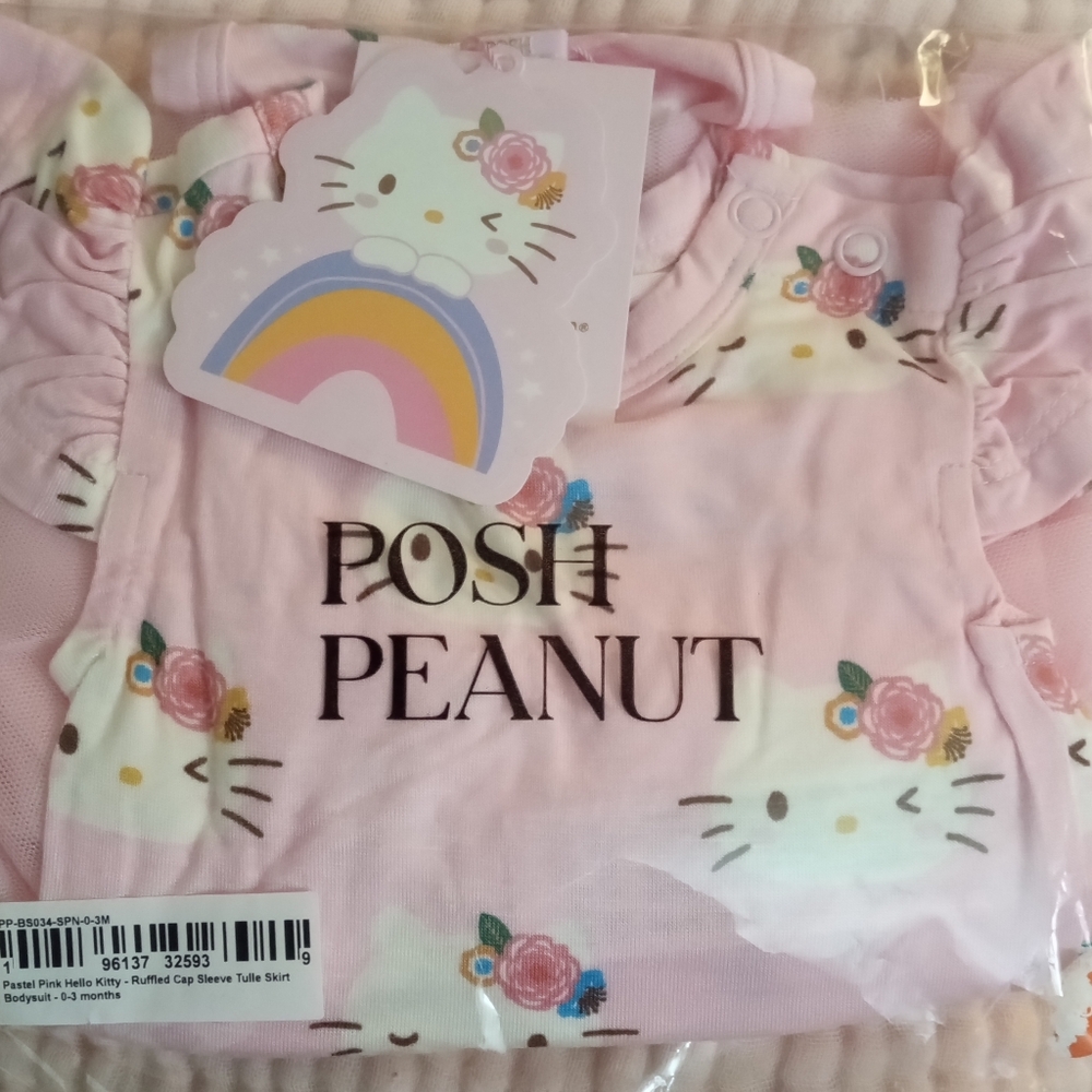 Posh Peanut × Hello Kitty - Pastel Pink Tulle Skirt Bodysuit - 0/3 months - NWT